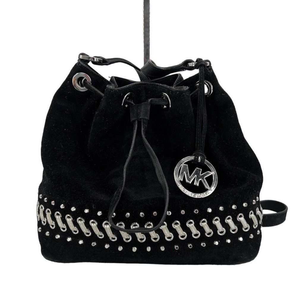 Michael Kors Black Crossbody Bag with Silver Accents